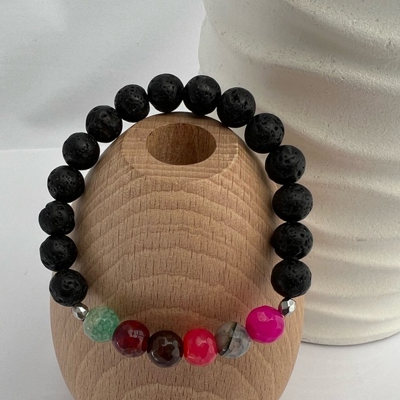 GEMSTONE & Lava Stone Diffuser Beaded Bracelet - Picture 13 of 13